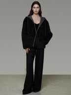 unspoken Warm Minimalist Commuter Loose Fit Zip Layered Women Black Polyester Short Coat