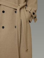 unspoken Elegant Minimal Workwear Oversized Double Breasted Lapel Khaki Wool Coats