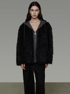 unspoken Warm Minimalist Commuter Loose Fit Zip Layered Women Black Polyester Short Coat