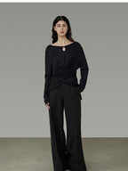 unspoken Soft Stretch Slim Fit Minimal Commuter Knit Pullover For Women Black Sweaters