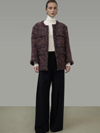 unspoken Warm Wool Blend Button Front Round Neck Relaxed Fit Office Women Short Coat