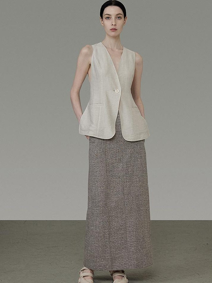 unspoken Minimalist Heather Gray Loose Fit Longsleeve Office Polyester Top & Skirt Sets