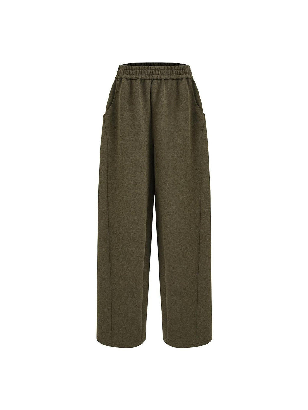unspoken Breathable Cotton High Waist Minimal Office Heather Green Wide Leg Pants