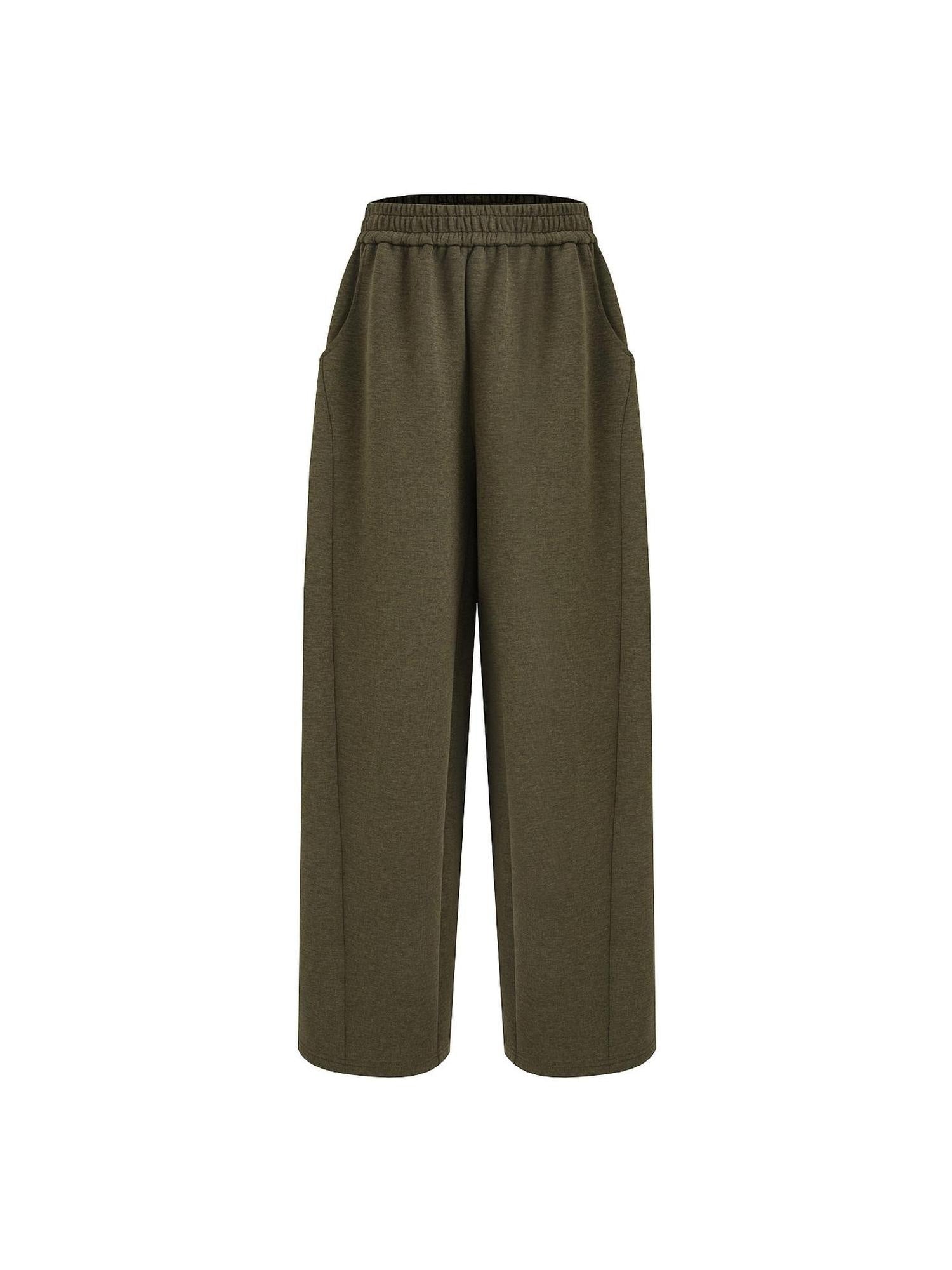 unspoken Breathable Cotton High Waist Minimal Office Heather Green Wide Leg Pants