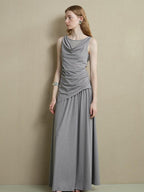 someonesometimes Slim Stretch Office Patchwork Two Piece Women Heather Gray Top & Skirt Sets