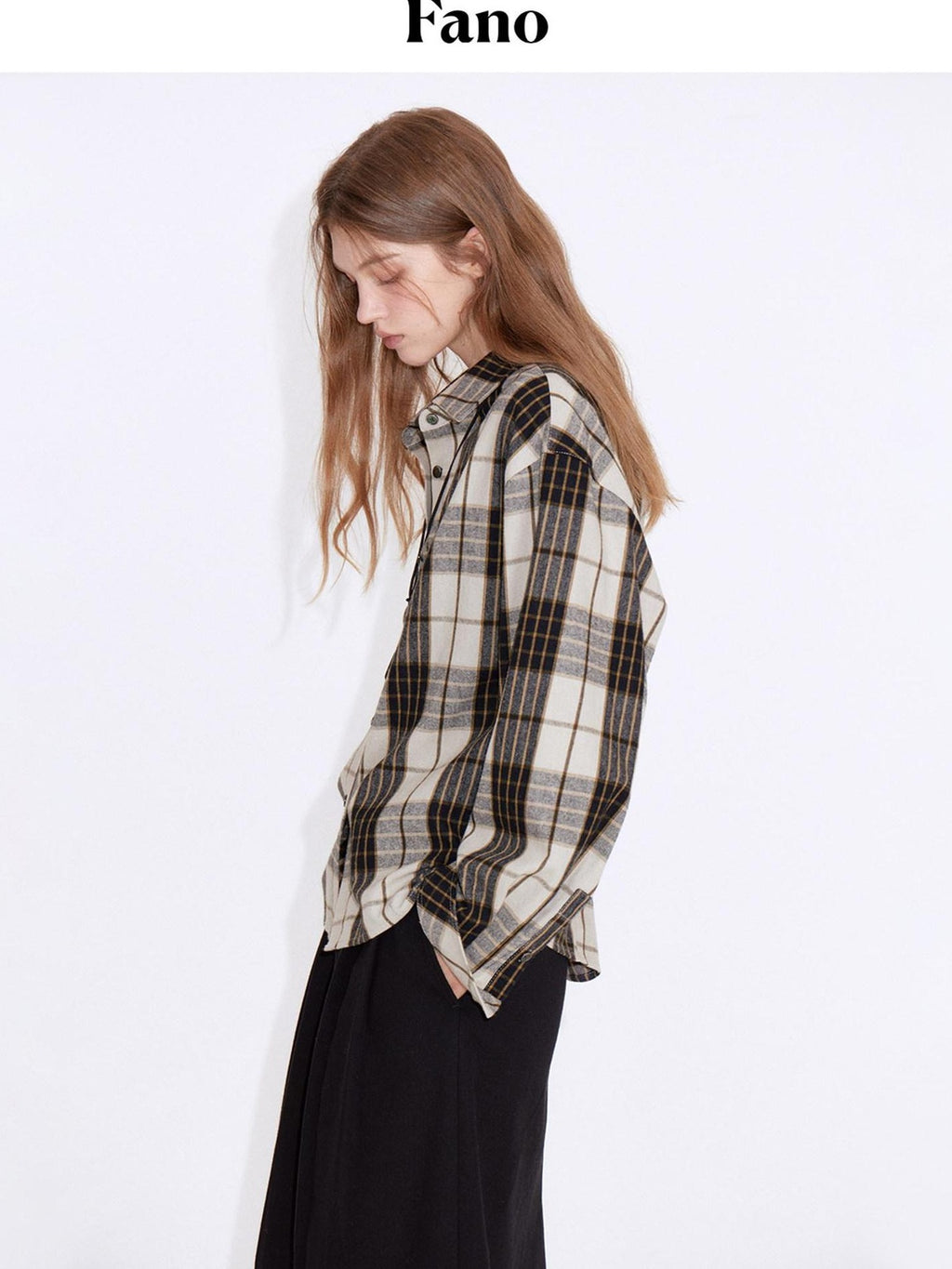 fano Adjustable Cotton Plaid Loose Turndown Collar Long Sleeve Young Women Shirts