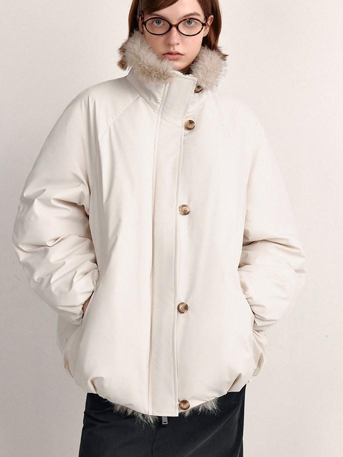 fano 90% White Duck Down Insulated Casual Straight Fit Hooded Short Warm Down Jackets