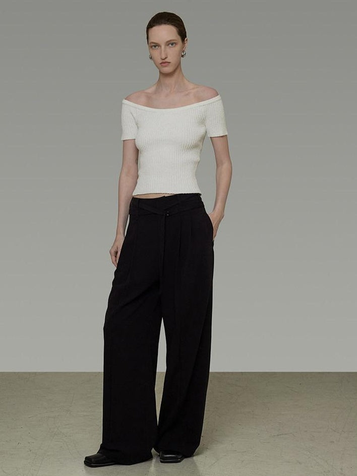 unspoken Minimalist Slim Fit Cotton Short Sleeve Women Off Shoulder Crop Tops