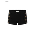 iamxiaa Antique Brass Embossed Buttons Low Waist Women's Twill Slim Short Trousers 979034692368