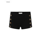 iamxiaa Antique Brass Embossed Buttons Low Waist Women's Twill Slim Short Trousers 979034692368