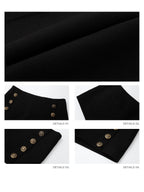 iamxiaa Antique Brass Embossed Buttons Low Waist Women's Twill Slim Short Trousers