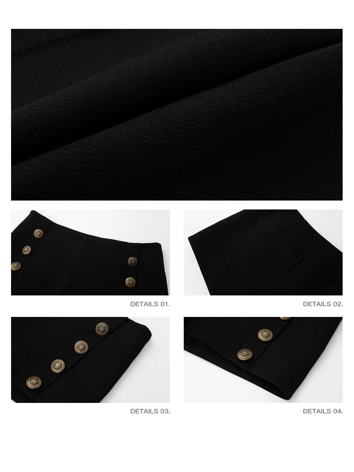 iamxiaa Antique Brass Embossed Buttons Low Waist Women's Twill Slim Short Trousers