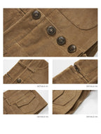iamxiaa Antique Bronze Button Faux Two Piece Double Waist Women's Corduroy Mini Skirts
