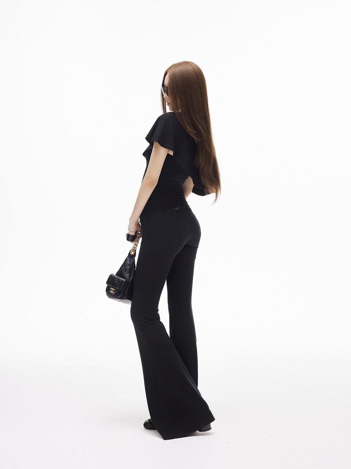 iamxiaa Asymmetric Cape Two Piece Off Shoulder Bustier Women's Lace Short Sleeve T-shirts