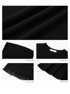 iamxiaa Asymmetric Cape Two Piece Off Shoulder Bustier Women's Lace Short Sleeve T-shirts