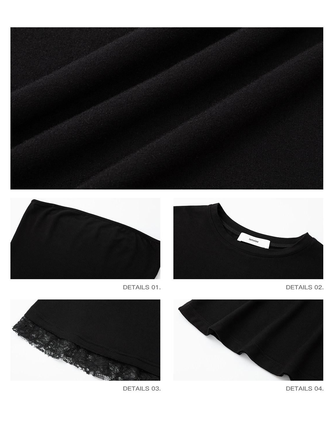 iamxiaa Asymmetric Cape Two Piece Off Shoulder Bustier Women's Lace Short Sleeve T-shirts