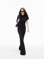 iamxiaa Asymmetric Cape Two Piece Off Shoulder Bustier Women's Lace Short Sleeve T-shirts
