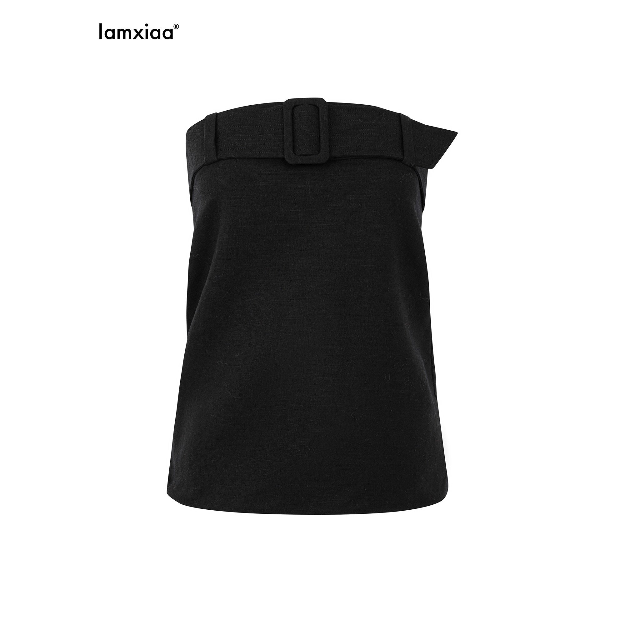 iamxiaa Bardot Wide Band Drawstring Hem Women's Cotton Linen Tube Tops / Bandeaus 1045301768959