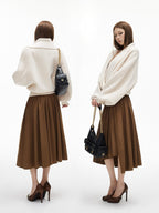 iamxiaa Black And White Vertical Rib Lantern Sleeves Toggle Women's Knit Cardigans