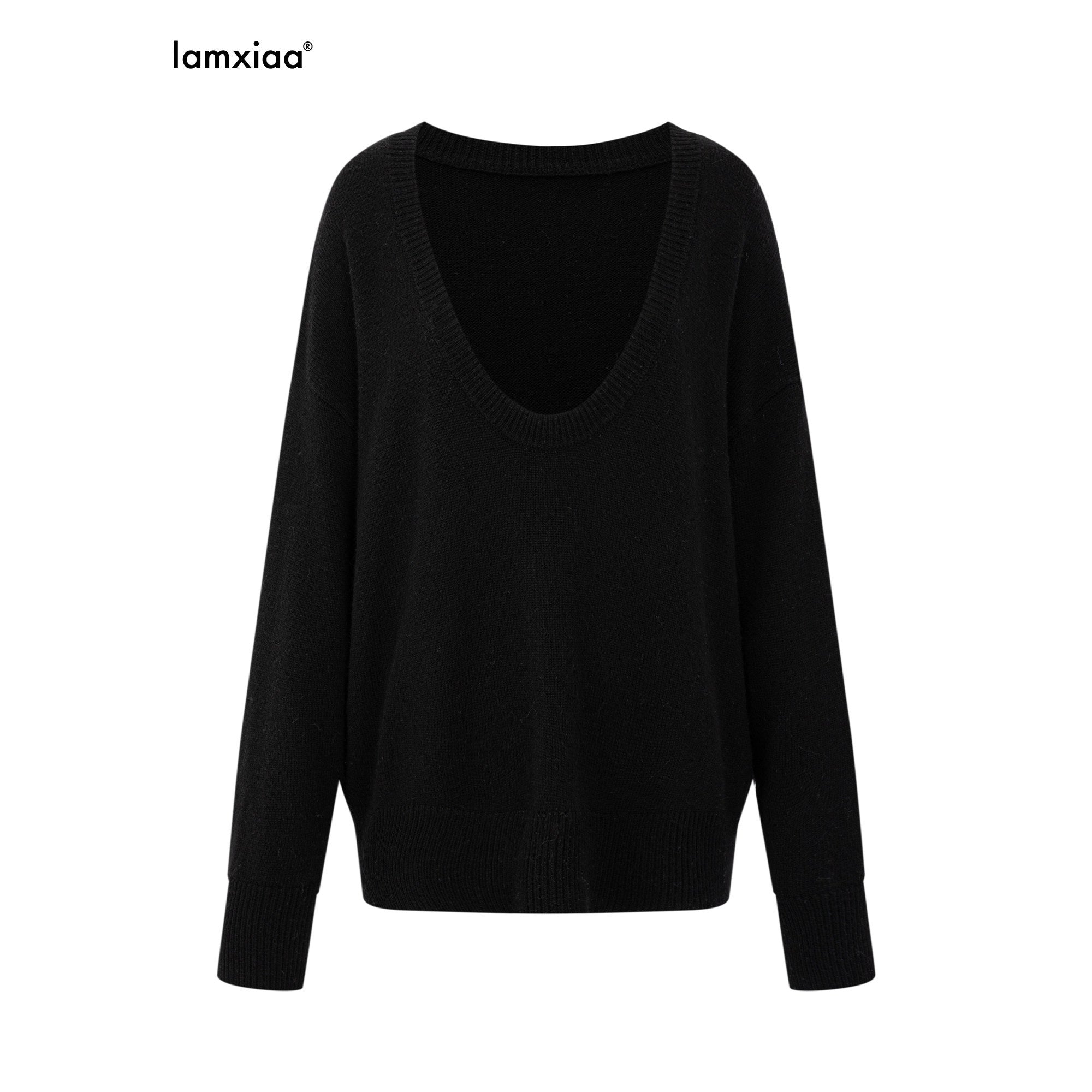 iamxiaa Black Gray Colorblock Deep V Women's Knit Stand Collar Vest Top & Skirt Sets 1007884522940