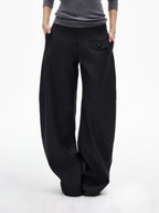 iamxiaa Black Gray Two Tone Structured Pocket Flap Curved Seam Minimalist Women's Chinos