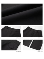 iamxiaa Black Gray Two Tone Structured Pocket Flap Curved Seam Minimalist Women's Chinos