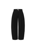 iamxiaa Black Sculptural Tailored Pressed Pleats Women's Wool Blend Wide-leg Pants 869862018234