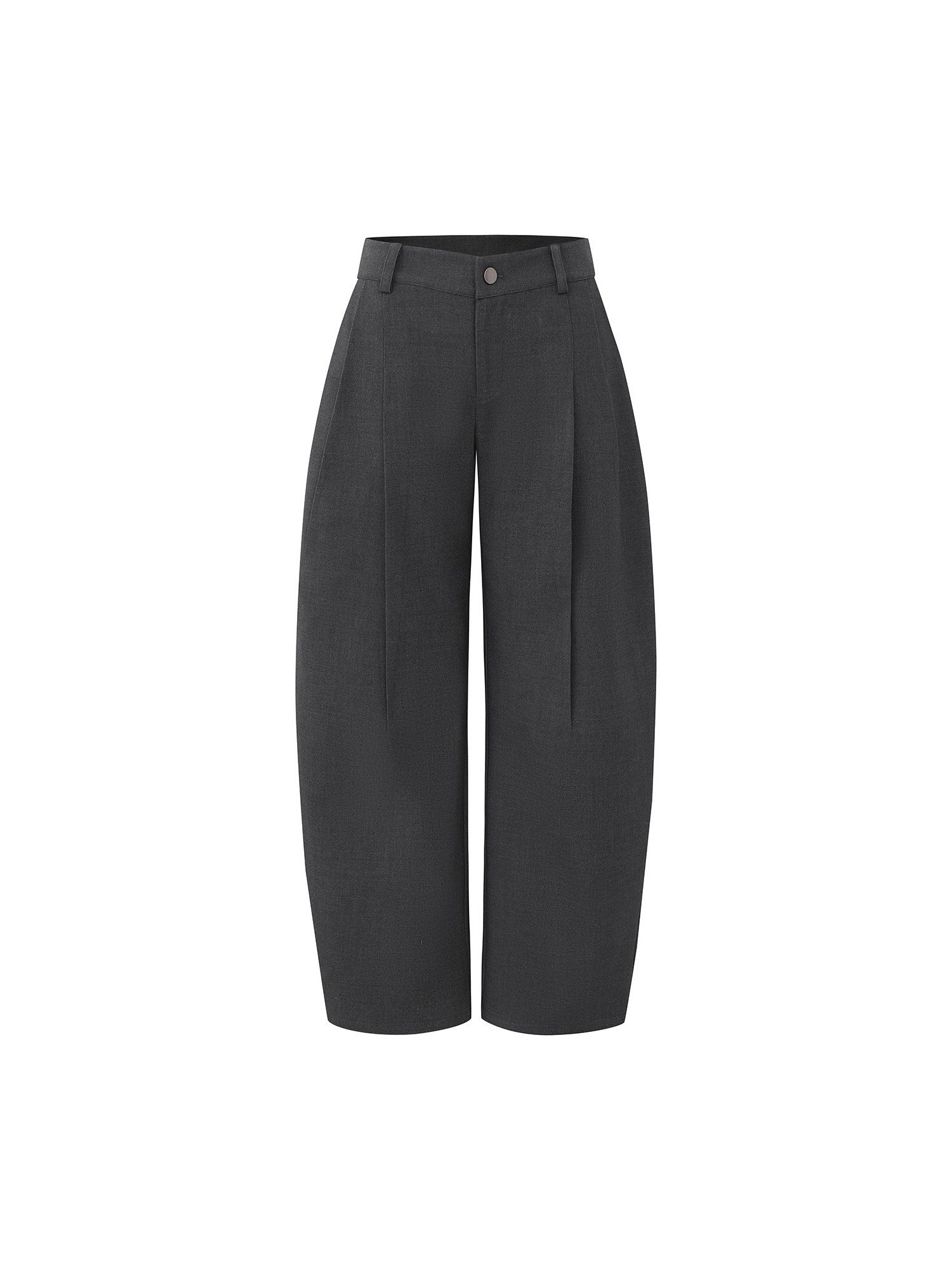 iamxiaa Black Sculptural Tailored Pressed Pleats Women's Wool Blend Wide-leg Pants 869862018234