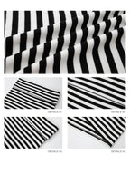 iamxiaa Black White Striped Foldover Waist Hline Women's Faux Camel Maxi Skirts