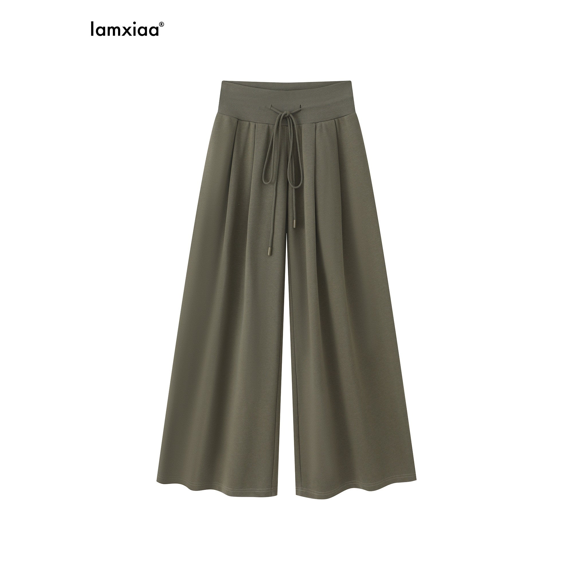 iamxiaa Bone Button U Neck Racerback Low Rise Women's Wide Ribbed Wide-leg Pants 893968588727