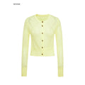 iamxiaa Brown Yellow Openwork Diamond Texture Women's Alpaca Wool Blend Cardigans 967354357460