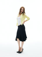 iamxiaa Brown Yellow Openwork Diamond Texture Women's Alpaca Wool Blend Cardigans