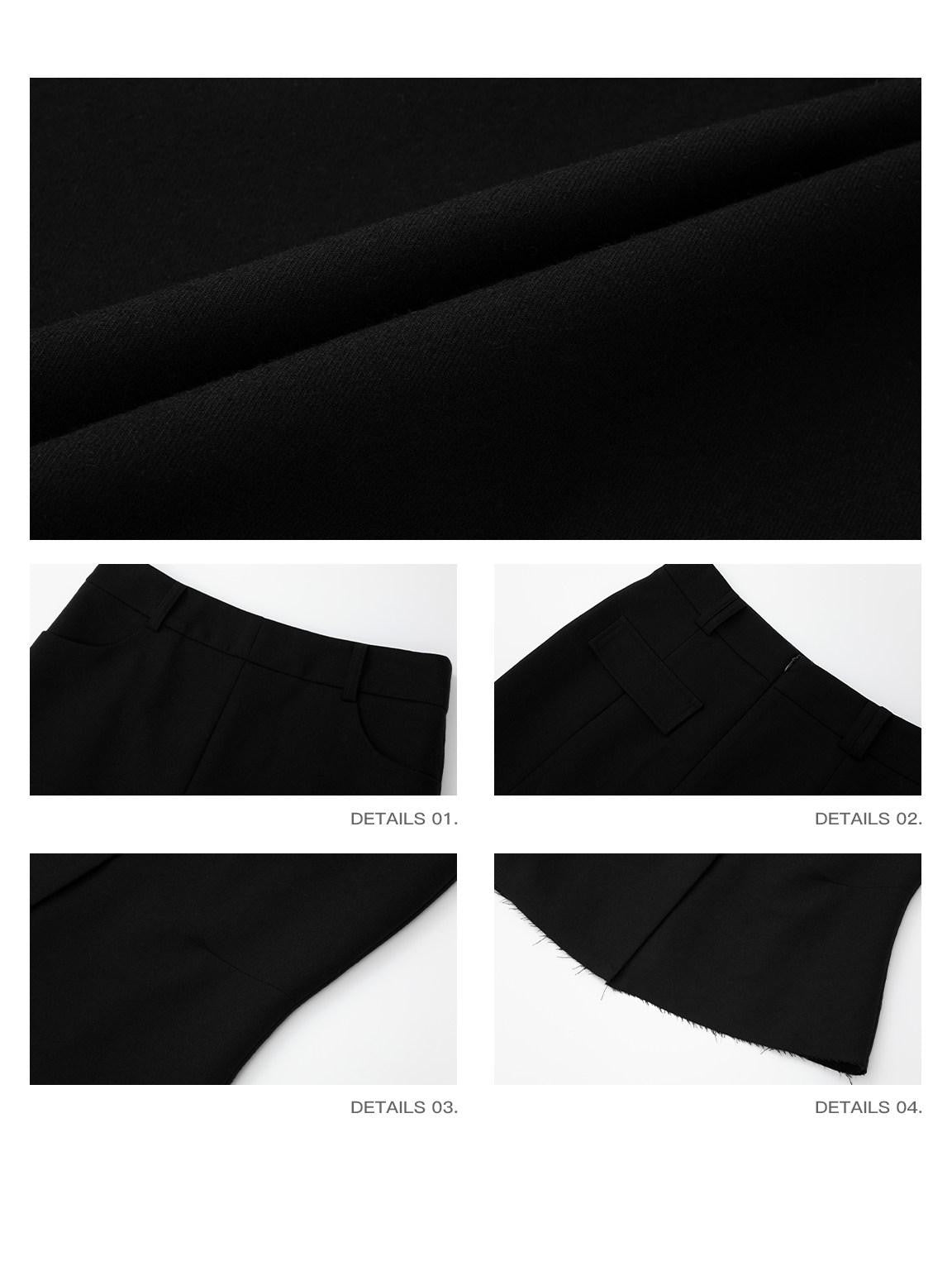 iamxiaa Center Front Slit Slimming Seamed Asymmetric Hem Women's Wool Twill Midi Skirts