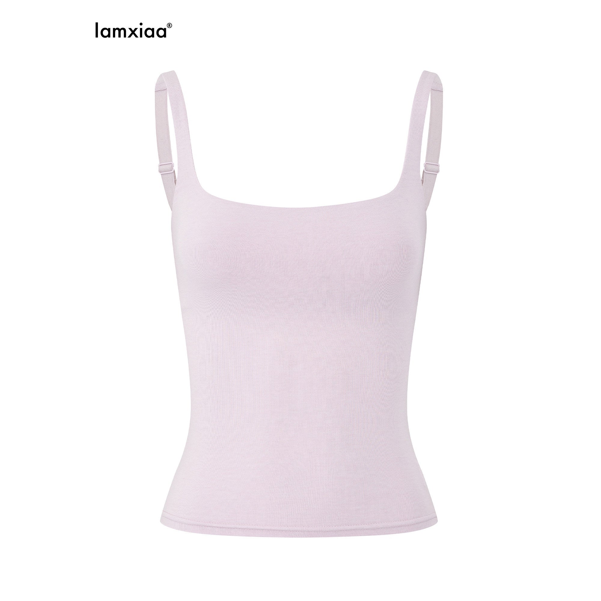 iamxiaa Classic Square Neck Adjustable Slim Fit Women's Cotton Stretch Knit Camisoles 1046108399614