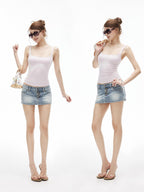 iamxiaa Classic Square Neck Adjustable Slim Fit Women's Cotton Stretch Knit Camisoles