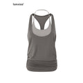 iamxiaa Colorblock Double Layer Faux Two Piece Ruched Halter Women's Lyocell Tank Tops 949801403337