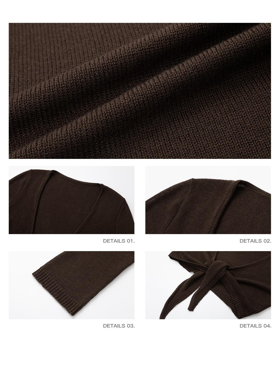 iamxiaa Cropped Waist Cutout V-neck Open Front Stretch Knit Women's Silk Wool Cardigans