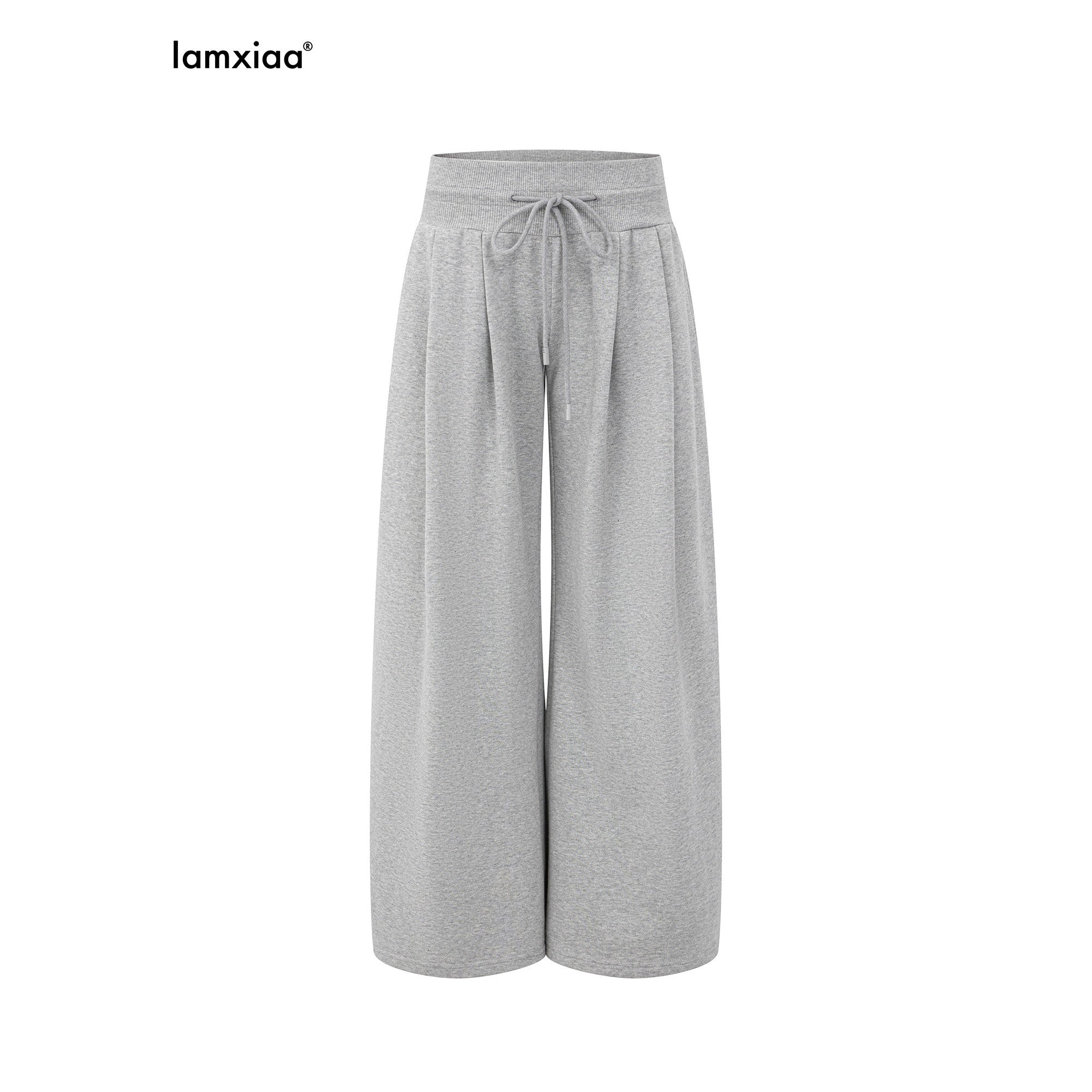 iamxiaa Curved Leg Low Rise Drawstring Double Pleat Women's Combed Cotton Chinos 1020616824172