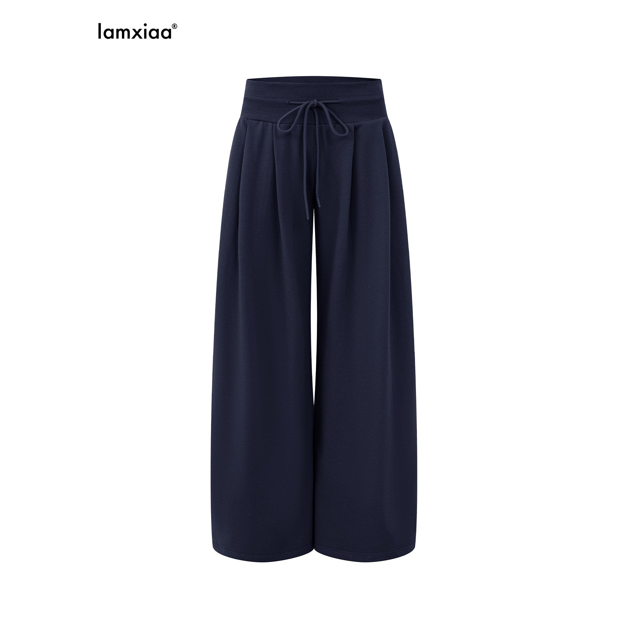 iamxiaa Curved Leg Low Rise Drawstring Double Pleat Women's Combed Cotton Chinos 1020616824172