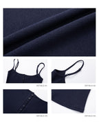 iamxiaa Deep U Neck Ribbed Slim Fit Button Front Women's Cotton Stretch Camisoles