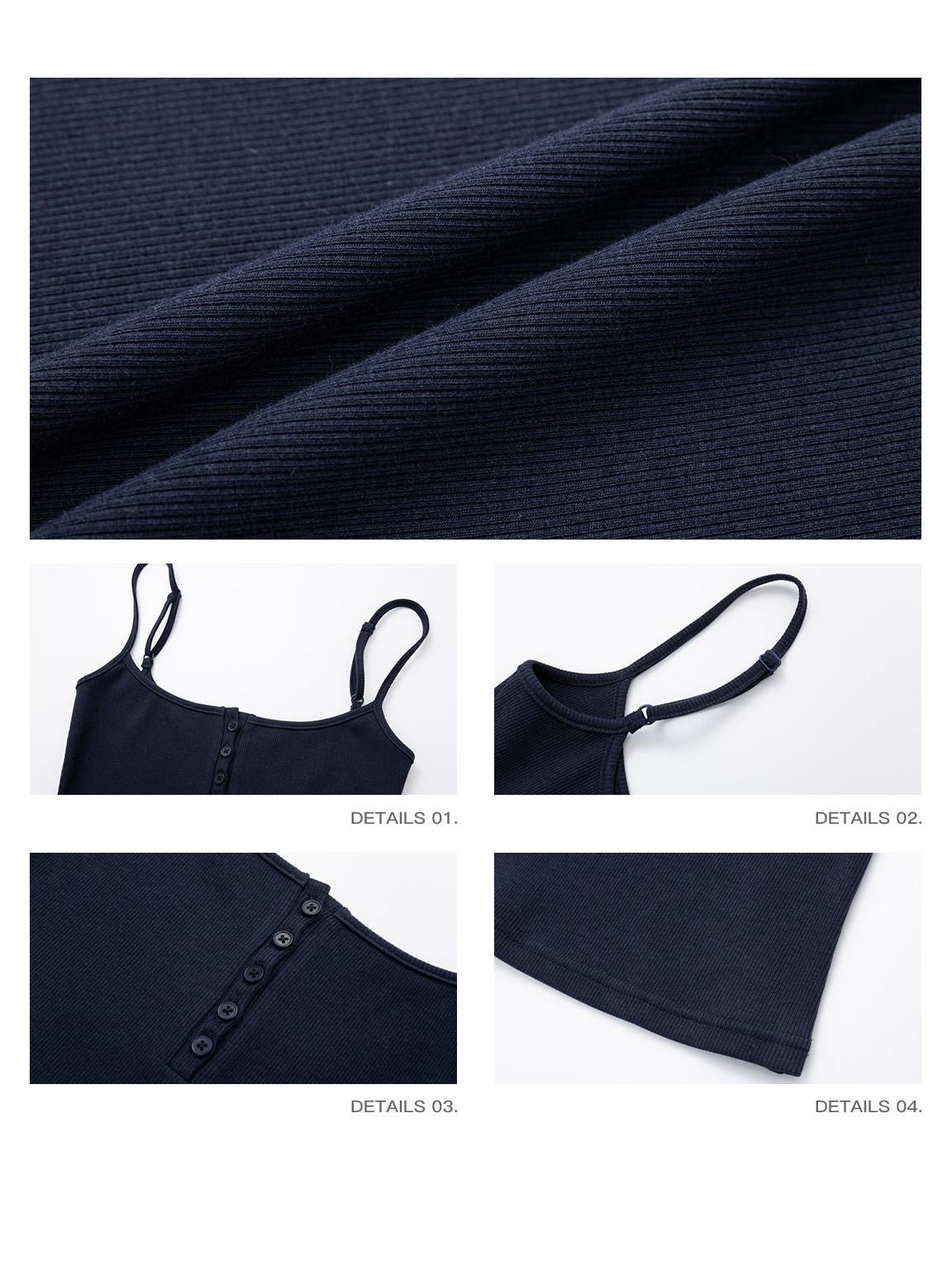 iamxiaa Deep U Neck Ribbed Slim Fit Button Front Women's Cotton Stretch Camisoles