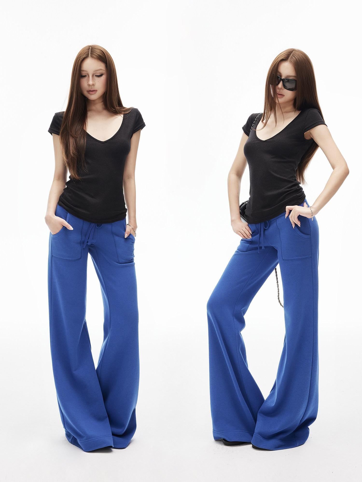 iamxiaa Deep V Flutter Sleeve Fitted Waist Women's Lyocell Linen Short Sleeve T-shirts