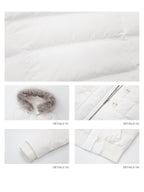 iamxiaa Detachable Hood Eco Fur Collar Slim Short Women's White Duck Down Down Jackets