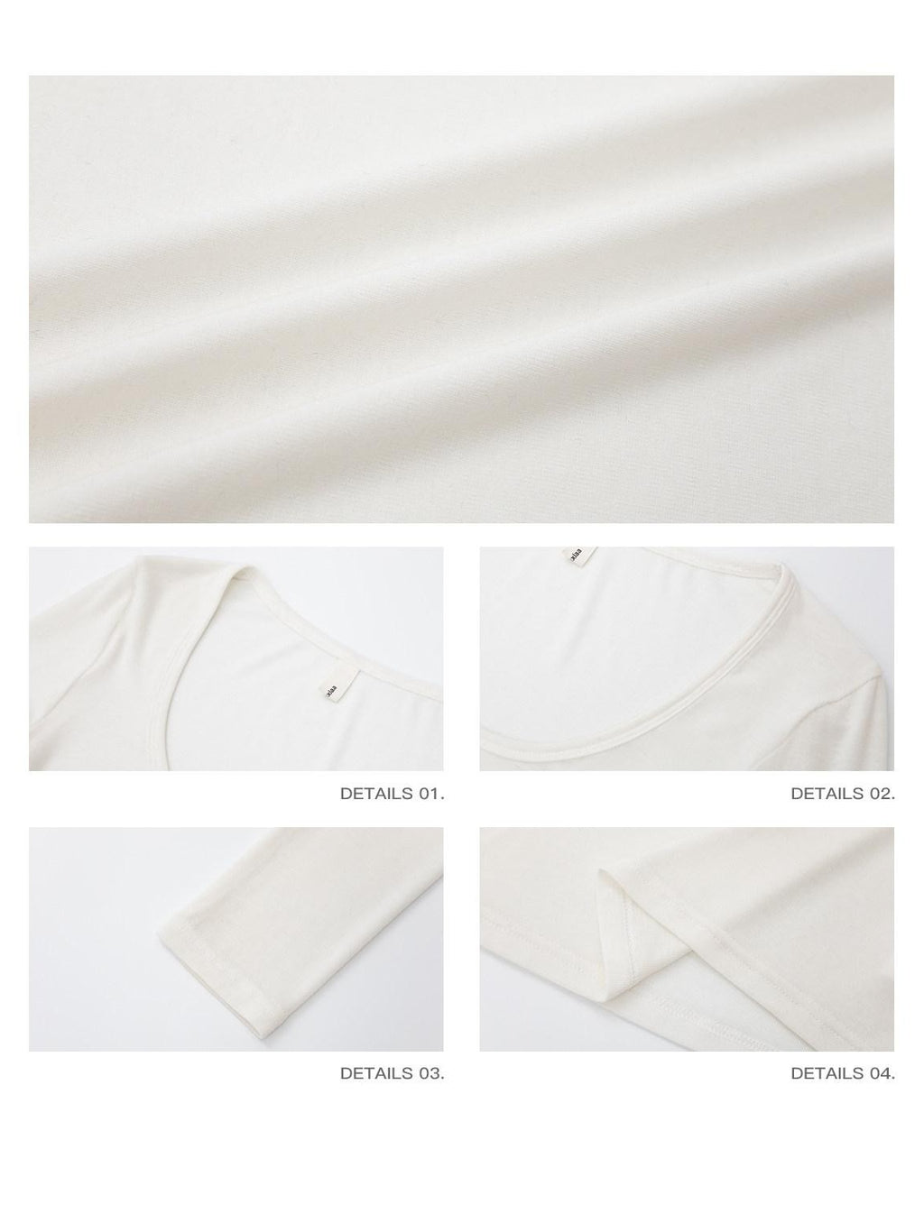 iamxiaa Fine Ribbed Slim Semi Sheer U Neck Women's Tencel Wool Long Sleeve T-shirts