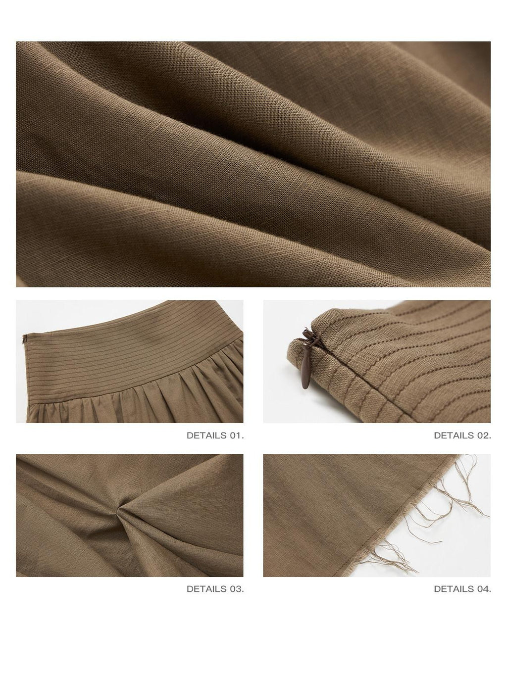 iamxiaa Frayed Hem Wide Waistband Women's Linen Cotton Asymmetric Cocoon Maxi Skirts