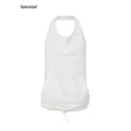 iamxiaa Halter Open Back Drawstring Kangaroo Pocket Women's Tank Tops 925826057954