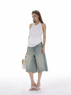 iamxiaa Halter Open Back Drawstring Kangaroo Pocket Women's Tank Tops