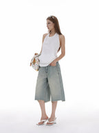 iamxiaa Halter Open Back Drawstring Kangaroo Pocket Women's Tank Tops