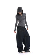 iamxiaa Henley V-neck Slim Fit Layering Women's Knit Long Sleeve T-shirts