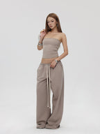 iamxiaa Inkjet Print Drawstring Casual Elastic Women's Sweatpants/joggers